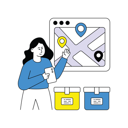 Woman tracking product delivery  Illustration