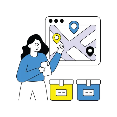 Woman tracking product delivery  Illustration