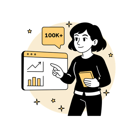 Woman Tracking User Metrics on Dashboard  Illustration
