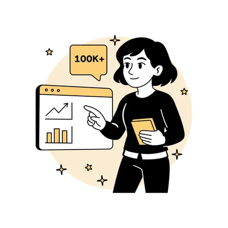 Woman Tracking User Metrics on Dashboard  Illustration