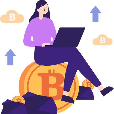 Woman trading digital currency  Illustration