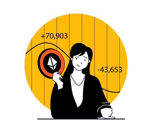 Woman trading in cryptocurrency  Illustration