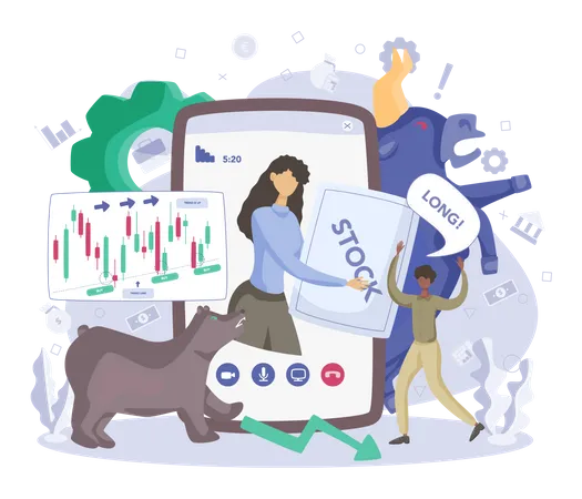Trader Financial Investment Online Service Or Platform Stock Market Profit Leverage Technical Analysis Online Consultation Vector Illustration In Flat Style Illustration
