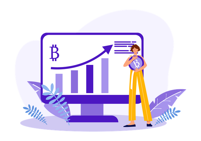 Woman trading on crypto  Illustration