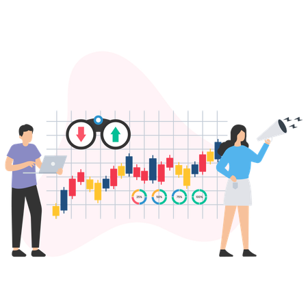 Woman Trading Share Market  Illustration