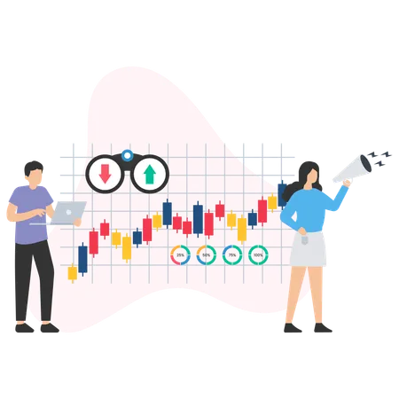 Woman Trading Share Market  Illustration