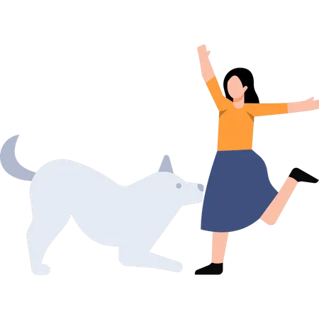 Woman training dog  イラスト