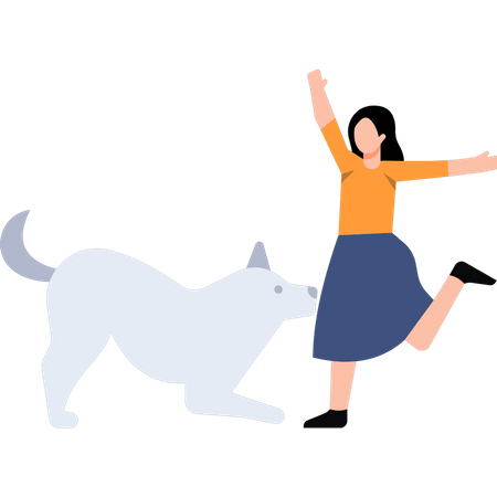 Woman training dog  Illustration