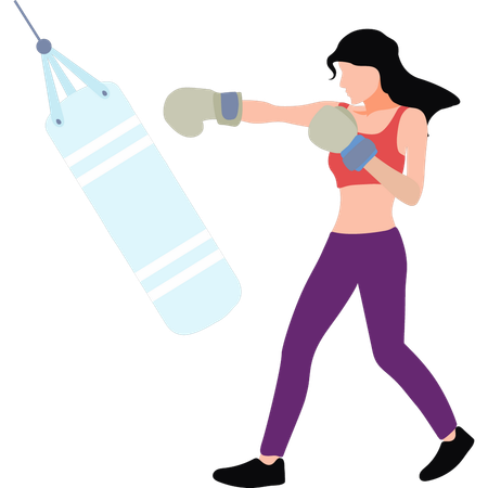 Woman Training Her Boxing  Illustration