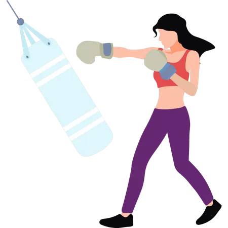 The Girl Is Training Her Boxing Illustration
