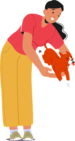 Woman training her dog  Illustration