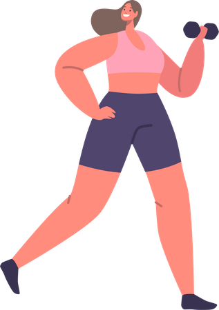 Woman training with dumbbell  Illustration