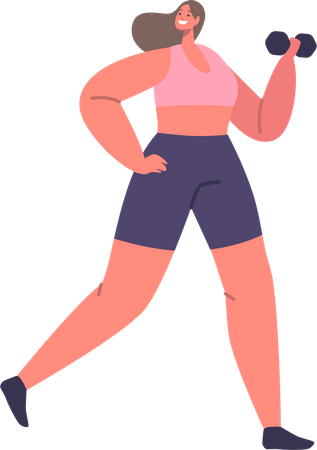 Woman training with dumbbell  Illustration