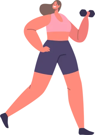 Woman training with dumbbell  Illustration