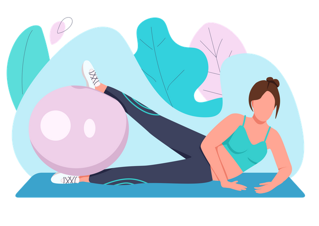 Woman Training With Stability Ball  Illustration