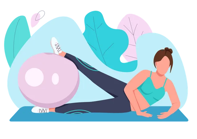 Woman Training With Stability Ball  Illustration