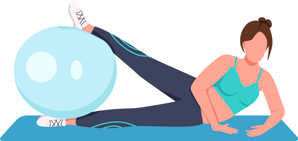 Woman training with swiss ball  Illustration