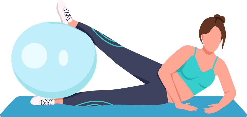 Woman training with swiss ball  Illustration