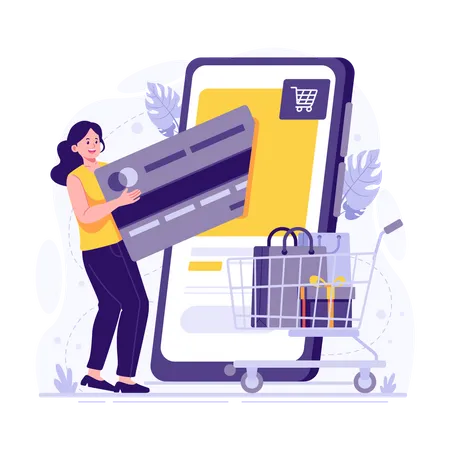 Woman transacting on black friday  Illustration