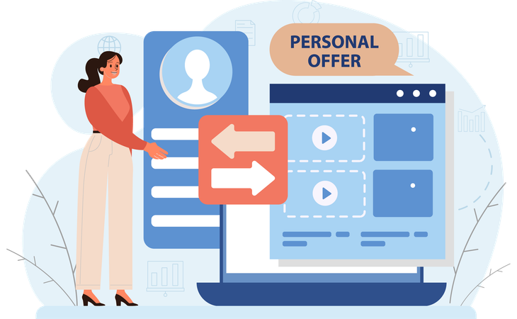 Woman Transfer Personal Data  Illustration