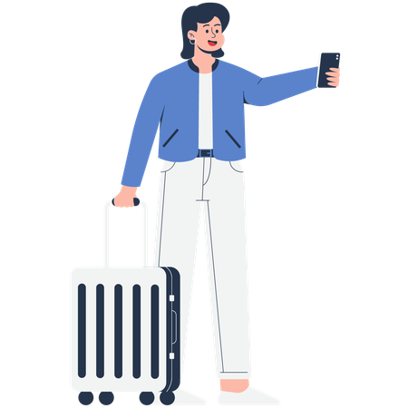 Woman Traveling on Vacation  Illustration