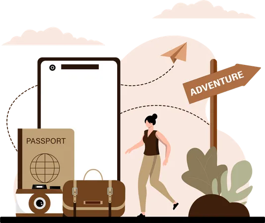 Woman Travelling  Illustration