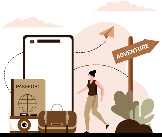 Woman Travelling  Illustration