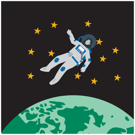 Woman travelling in space  Illustration