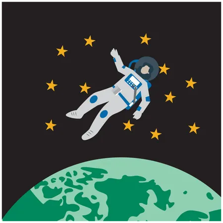 Woman travelling in space  Illustration