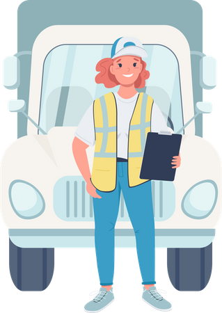 Woman truck driver  Illustration