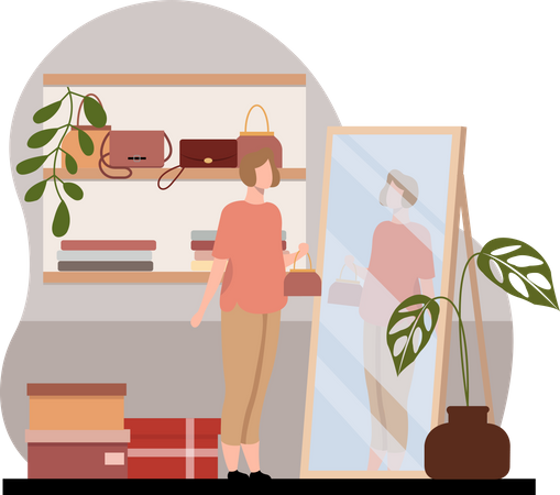 Woman trying dress  Illustration