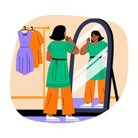 Woman Trying dresses  Illustration