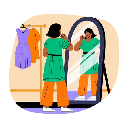 Woman Trying dresses  Illustration