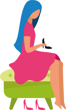 Woman trying on high-heeled shoes  Illustration