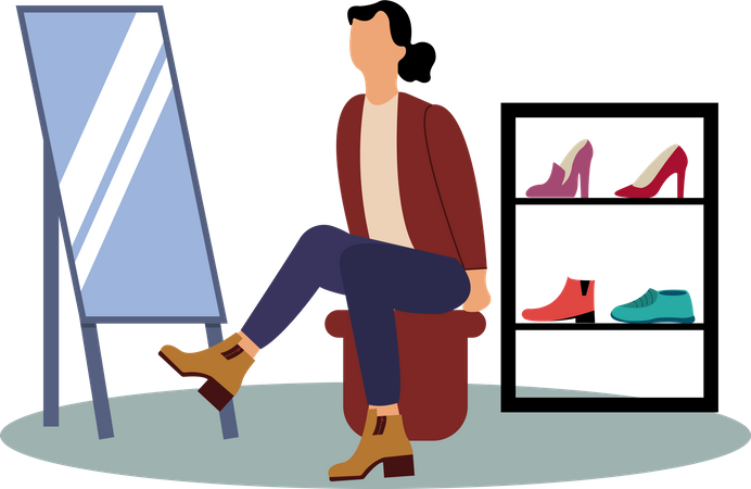 Woman trying shoes  Illustration