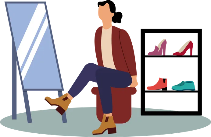 Woman trying shoes  Illustration