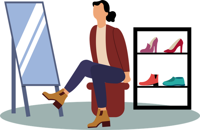 Woman trying shoes  Illustration
