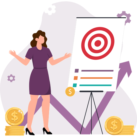 Woman Trying to achieve investment goal  Illustration