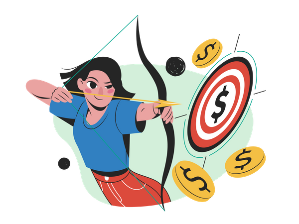 Woman Trying to achieve investment goal Illustration