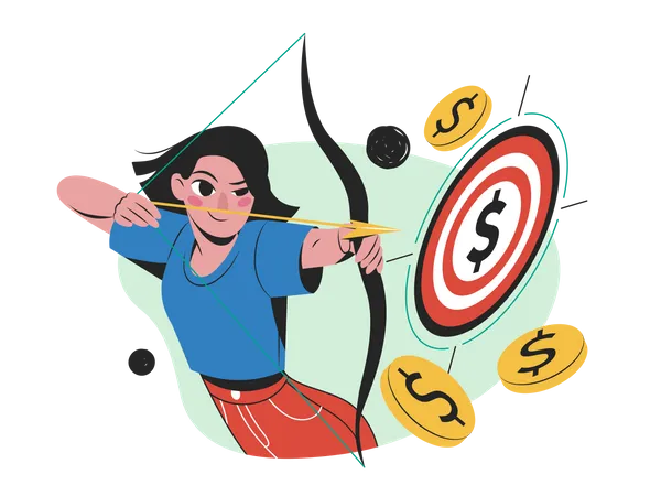 Woman Trying to achieve investment goal  Illustration