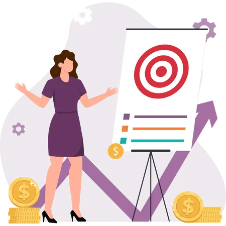 Woman Trying to achieve investment goal  Illustration