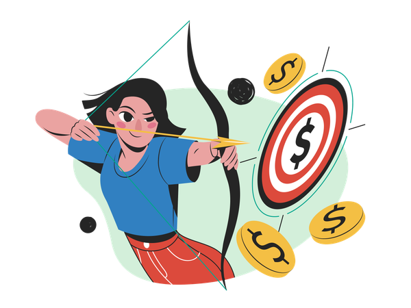 Woman Trying to achieve investment goal  Illustration