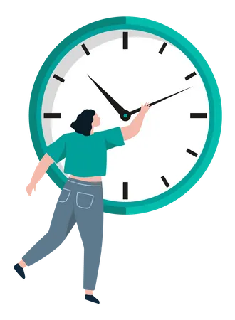 Woman trying to delay deadline Illustration