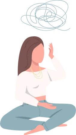 Woman trying to relieving stress and anxiety Illustration