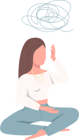 Woman trying to relieving stress and anxiety  Illustration