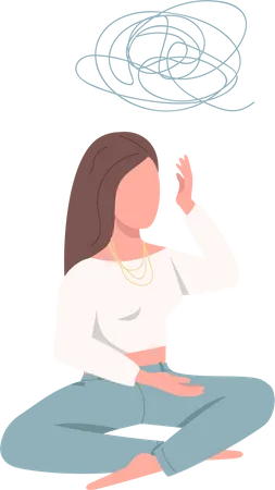 Woman trying to relieving stress and anxiety  Illustration