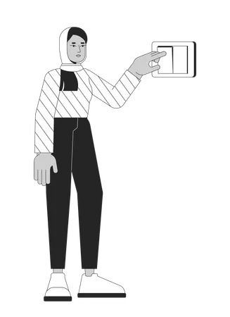 Woman Turning off light with wall switch  Illustration