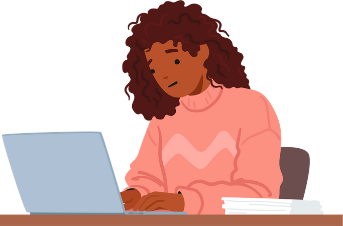 Woman Typing On Laptop  Illustration