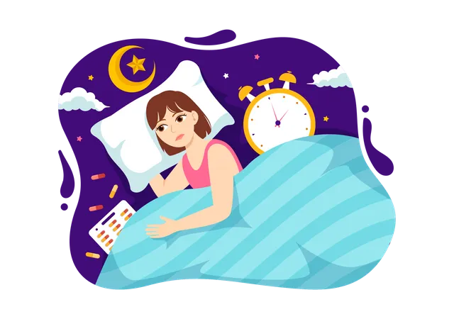 Woman Unable to Sleep  Illustration