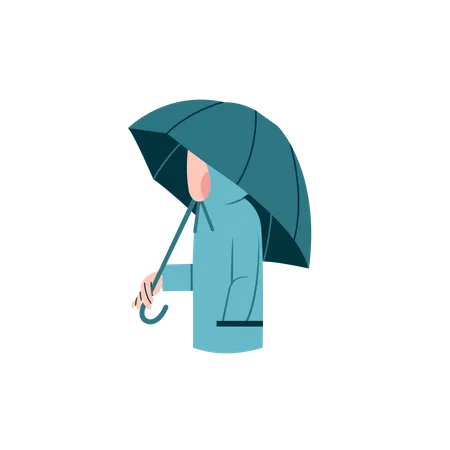 Woman under umbrella Illustration